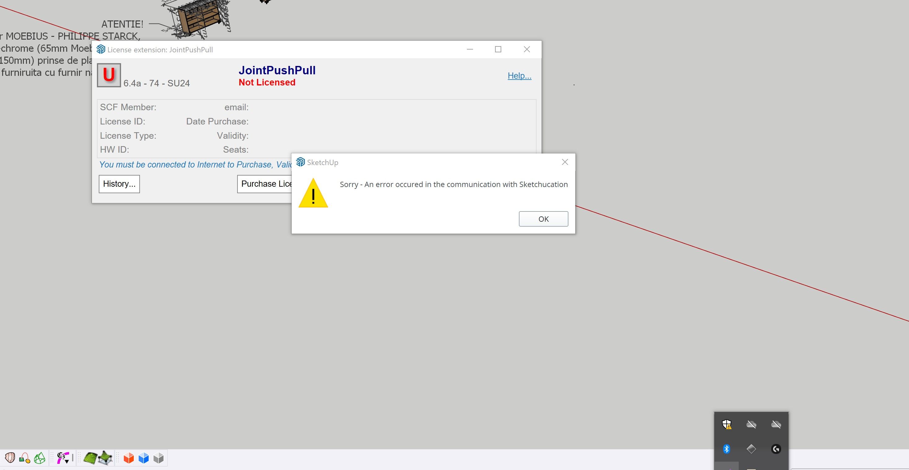 Sorry - An error occured in the communication with Sketchucation ...