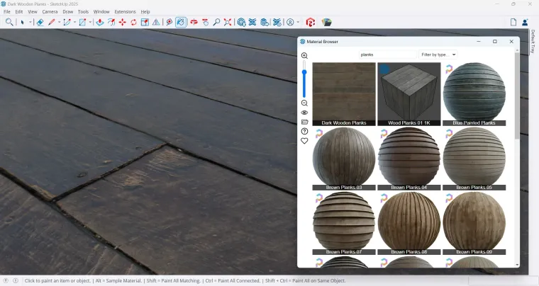 SketchUp 2025 - Material Browser Plugin - SketchUp View.webp