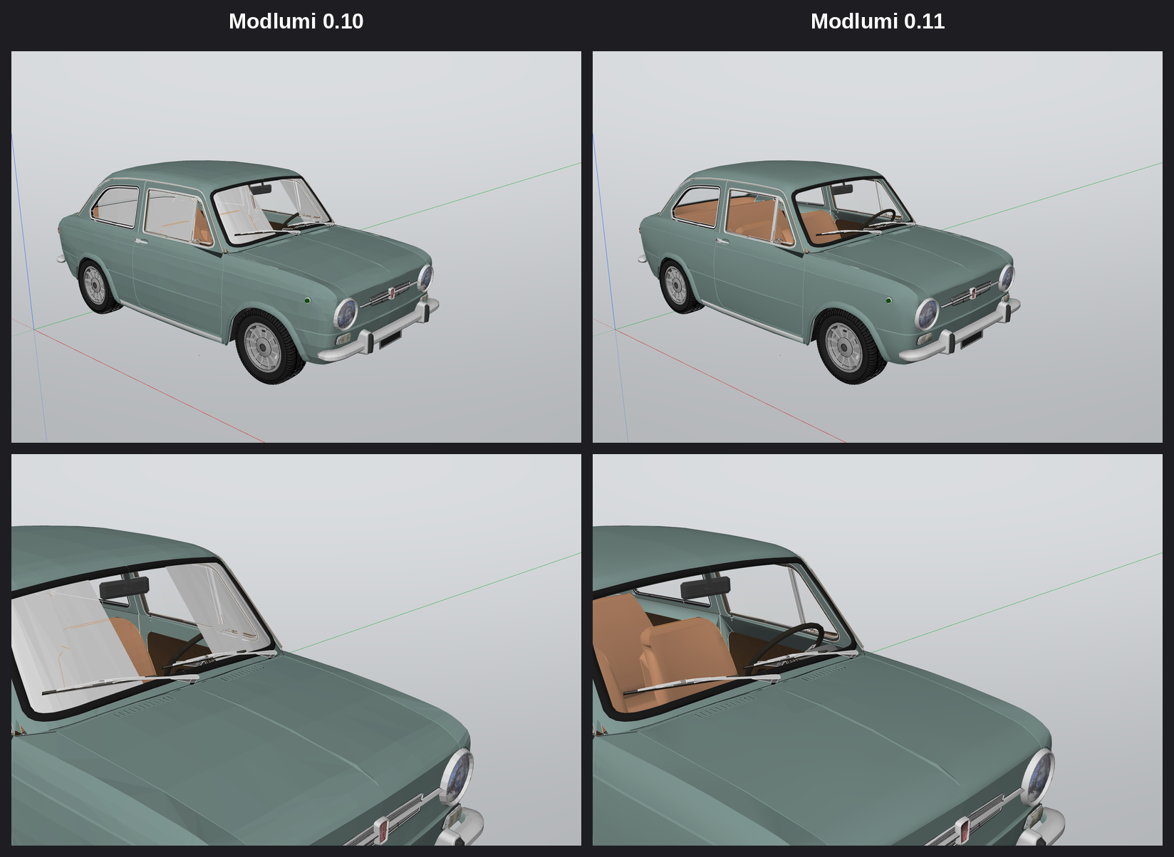 Smooth shading and glass, 0.10 vs 0.11