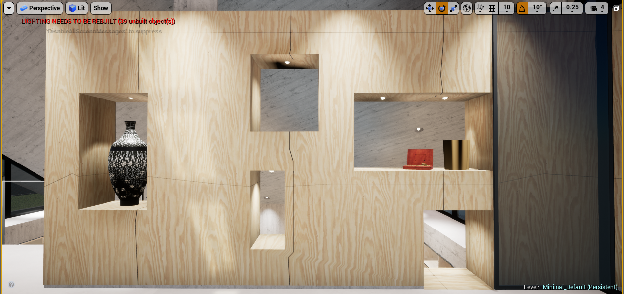 The UE4 material result from the triangulation originating from sketchup.