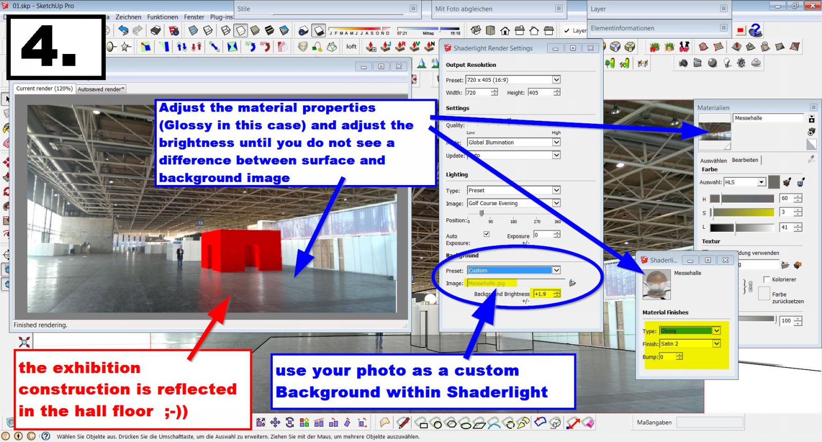 Adjusting of the Material Properties within the used Render tool