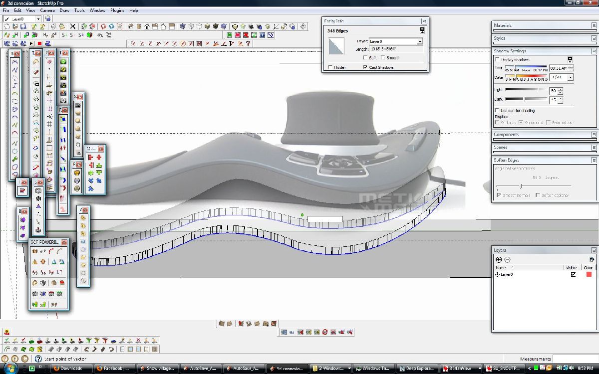 Select the bottom most edges and use the Extrude Lines along Vector tool that comes in the newest projection tools, or use the stand alone Extrude edges plugin.  The projection tool one is better because it will leave selected the new set of lower edges.  Extrude down on the Z axis.