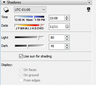 Shadow settings menu