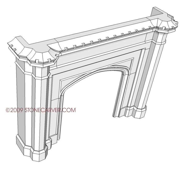 Drawing for Tudor fireplace 91-M