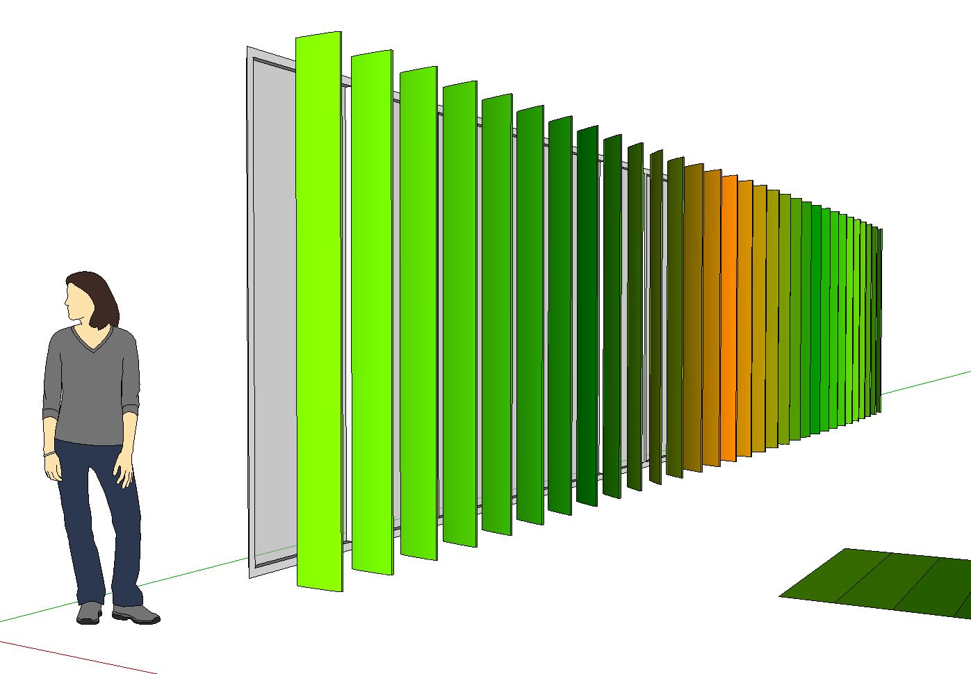 Colour gradient applied to array of louvres