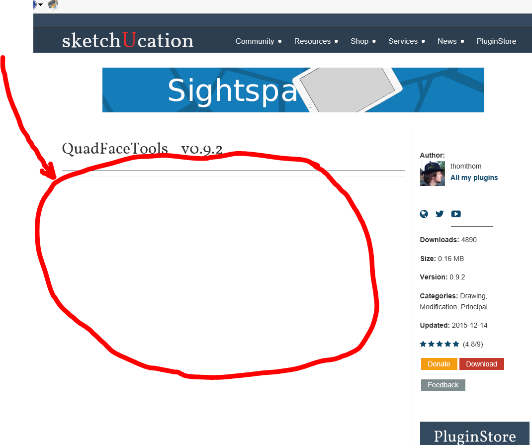 Information shown in SketchUcation Plugin Store