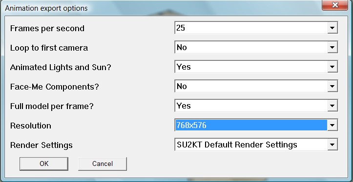 SU2KT settings for exportation