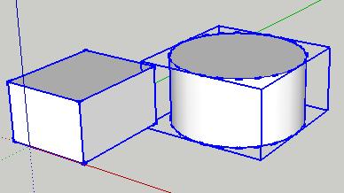 2 groups, a cube and a cylinder.