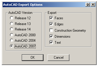 exporting dwg from Sketchup Options
