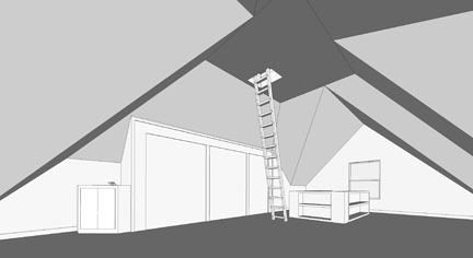 the attic interior- very basic