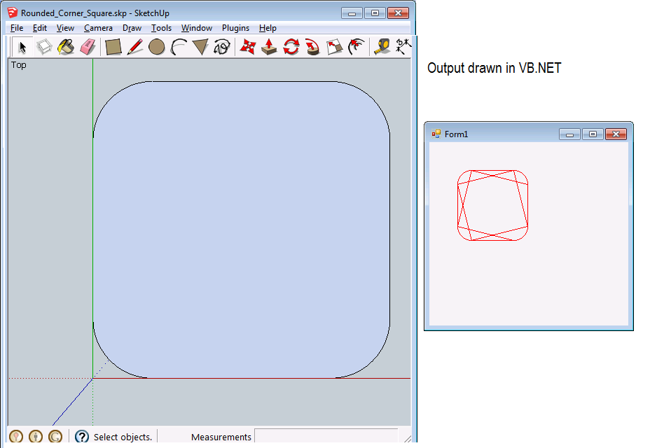 Output from my ruby.  Drawn in Top view.