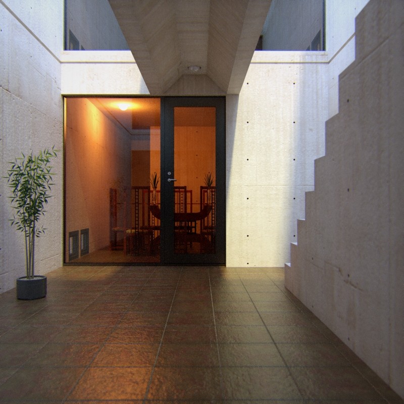Tadao Ando Azuma House-SketchUp-Twilight-Render-1.jpg