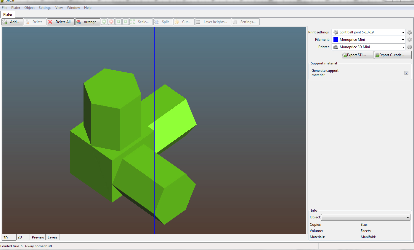 slic3r 1st. screen with file as imported stl from Sketchup