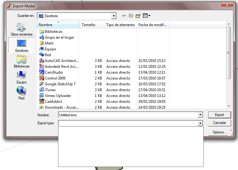 No file format is selectable on my Export dialog box