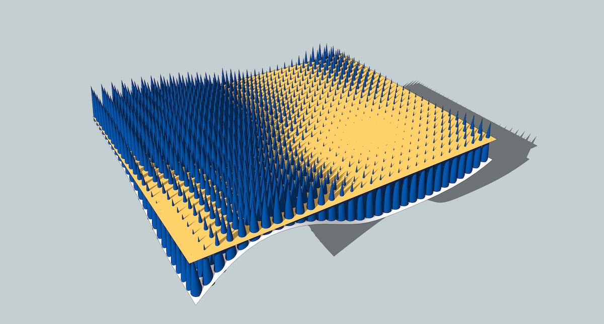 Place flat plane in cone array