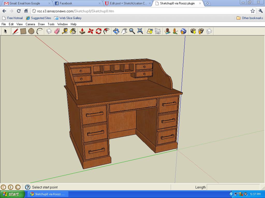 SketchUp running in Google Chrome.