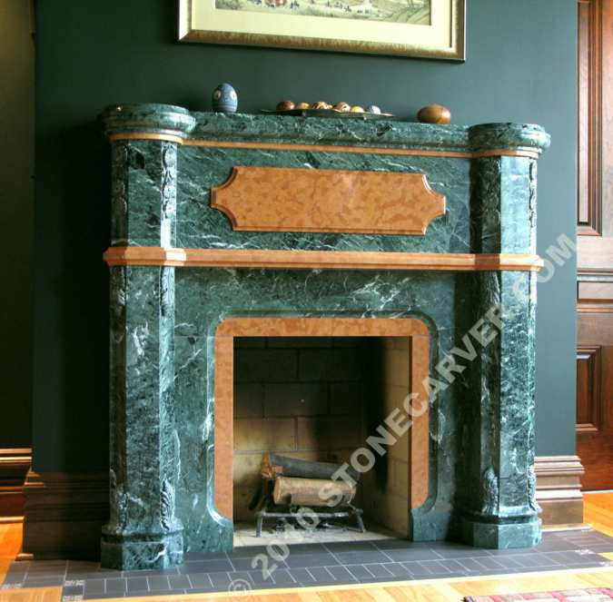 The finished fireplace, in a restored Victorian home.