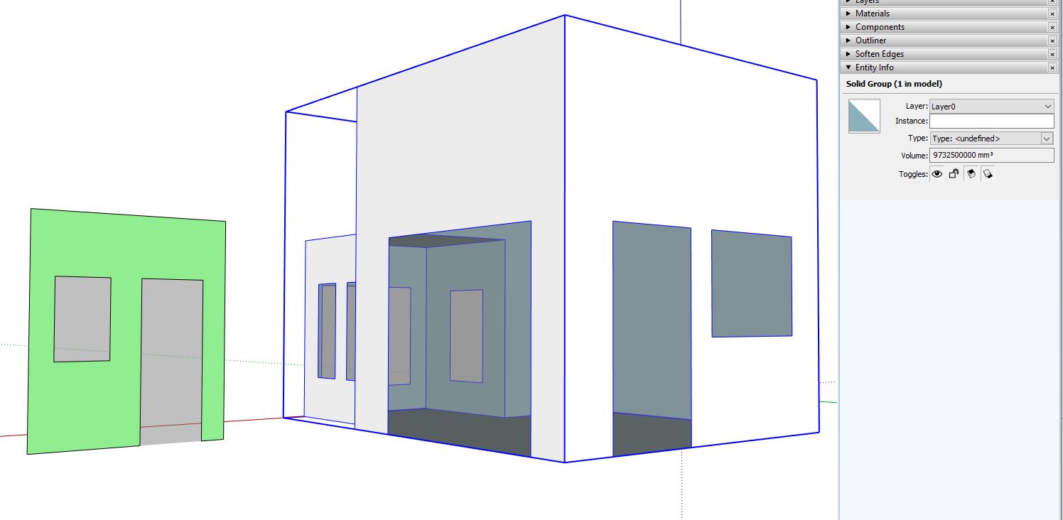 Dividing wall modelled & grouped separately