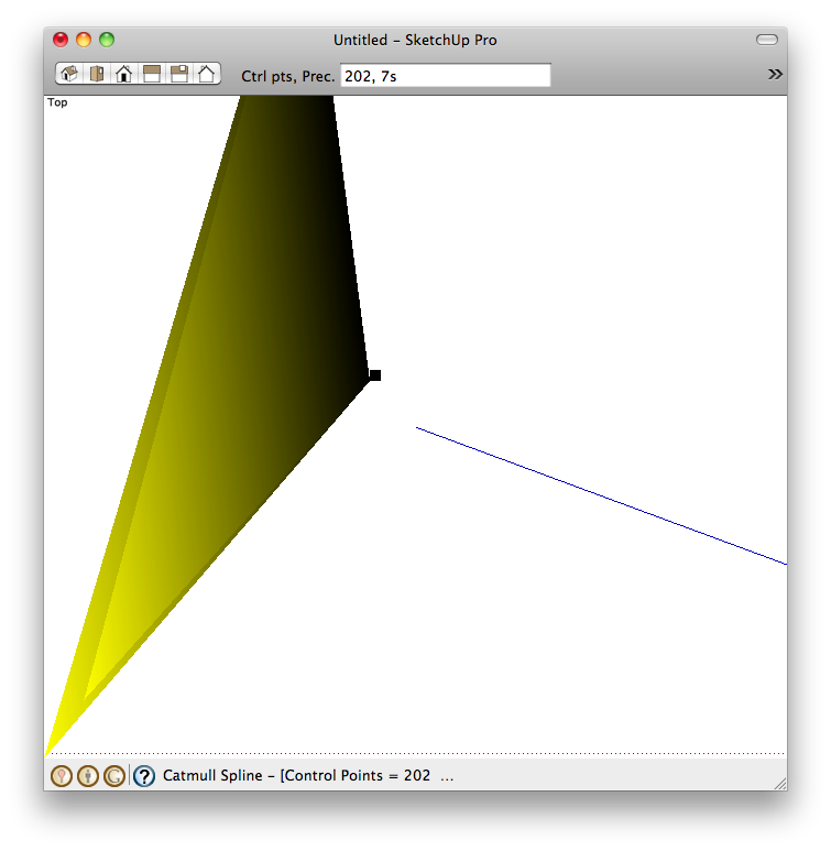 Beginning to draw a curve (the odd triangle flickers around and points the cursor)