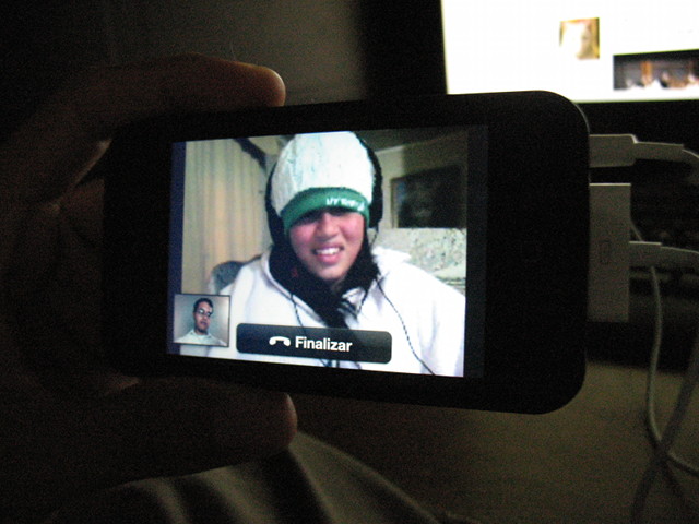 Skype call with a female friend in Chile.
