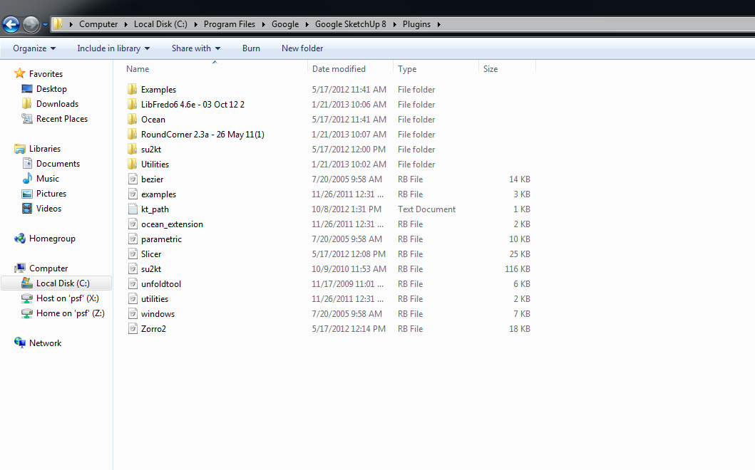 Screenshot of Plugins folder