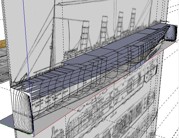 this is the ship model i'm doin in sketchup you can see all the body contour but i don't know how to make it into a hull