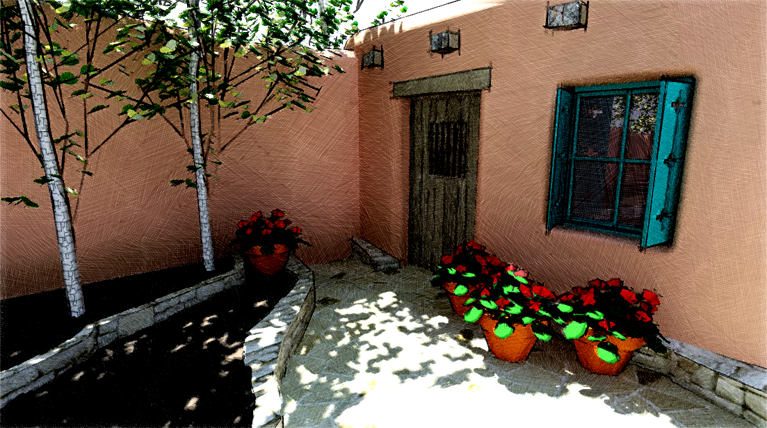 Santa Fe Courtyard render
