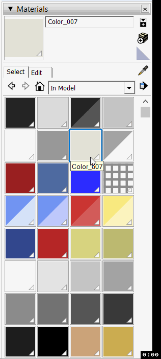 Materials Panel with same color names