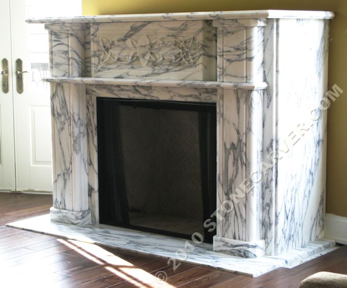 Finished marble fireplace, installed