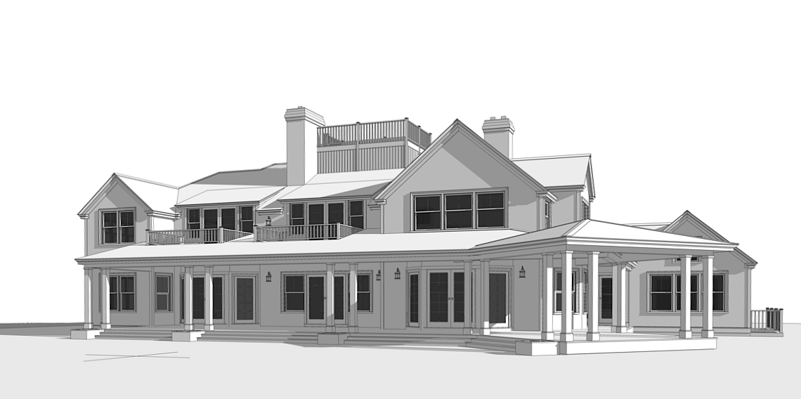 SketchUp view of house from rear