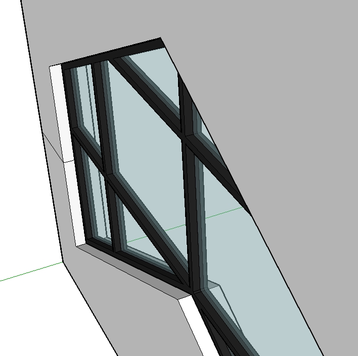 Detail showing full 3D frame & glass, plus wall-cutting capability