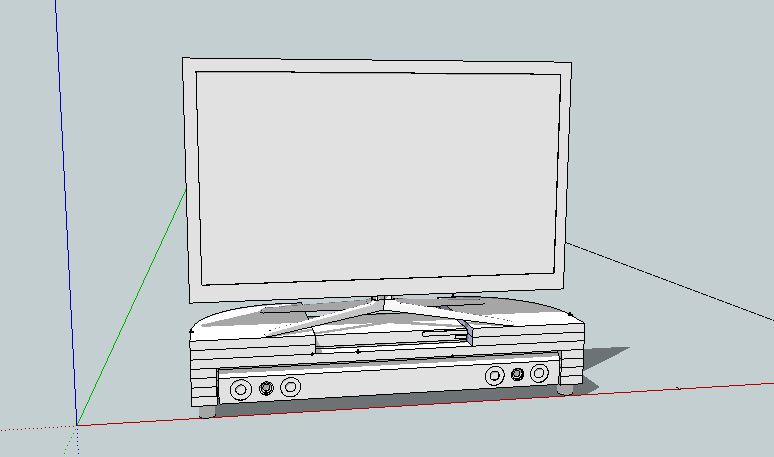 The TV stand as it is in Sketchup
