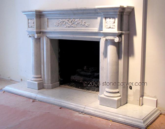 Bianco Carrara marble fireplace
