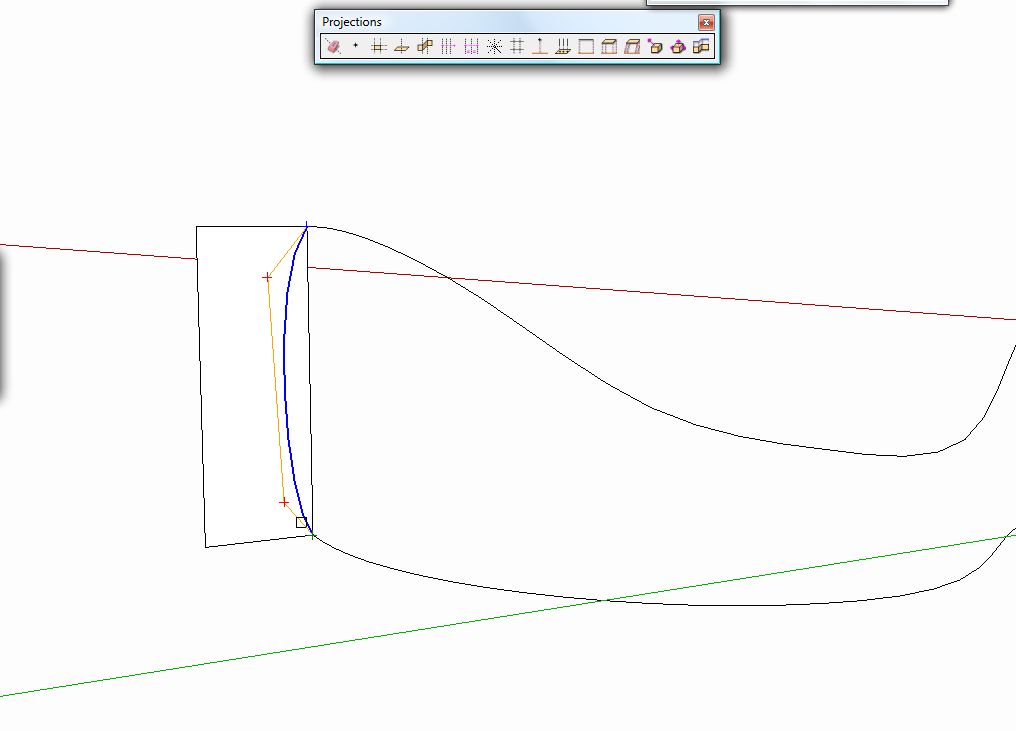 I used a small extruded plane to draw out a profile for the base