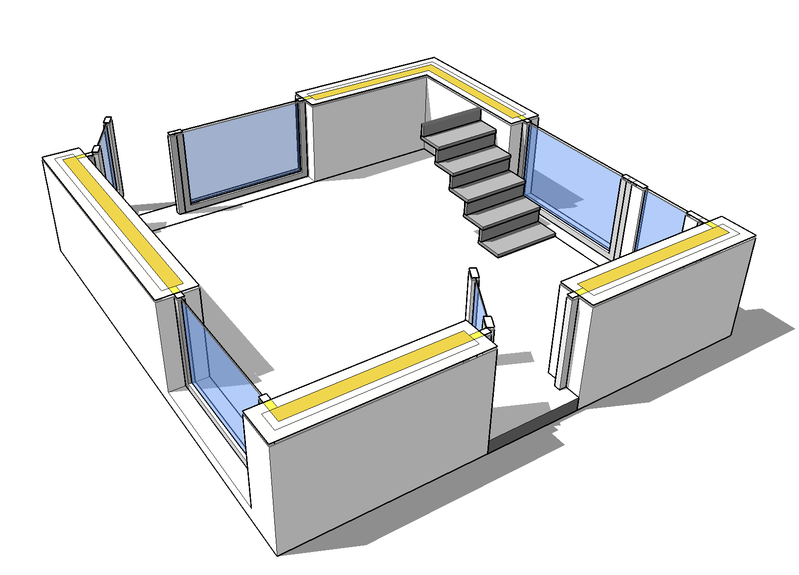 Screen shot from the model provided by Paul Lee with the ebook Construction Documents using Sketchup Pro & Layout