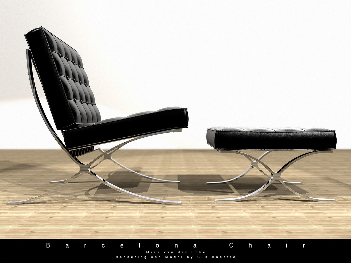 Barcelona chair and stool - Black
