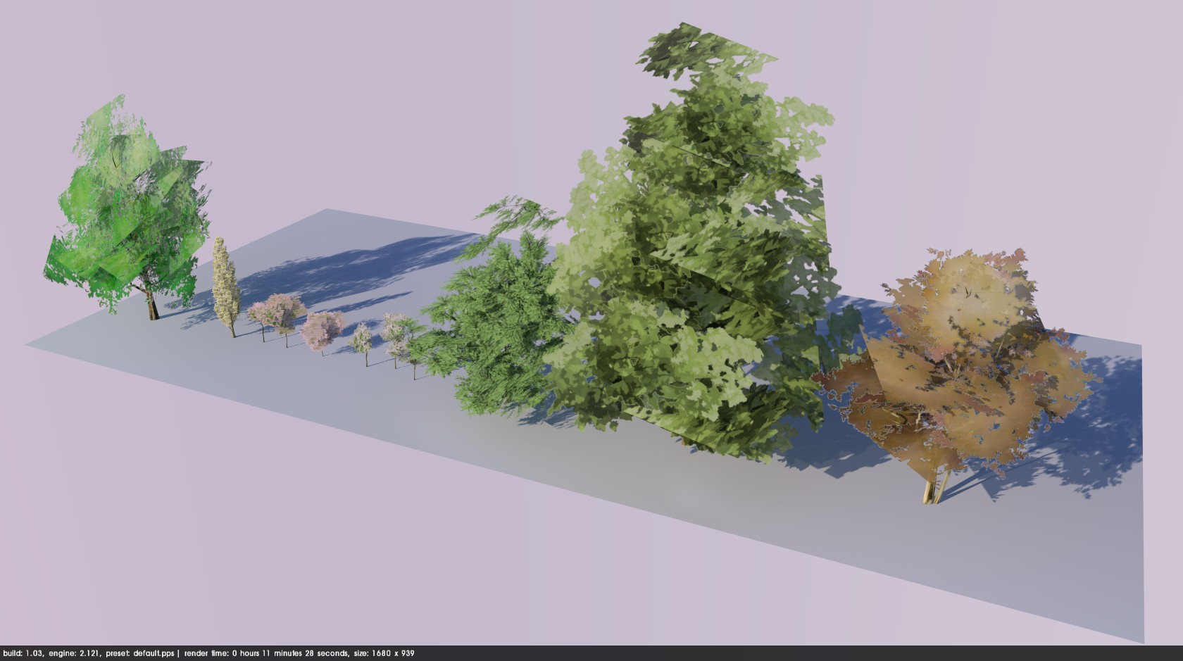 bunch of trees rendered after being exploded