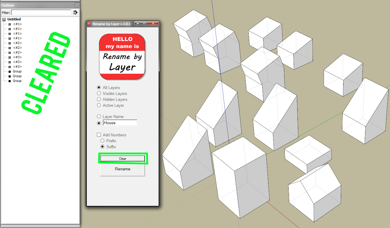 This is what happens when the names are cleared. Groups are sketchup standard, components get no name... perfect!