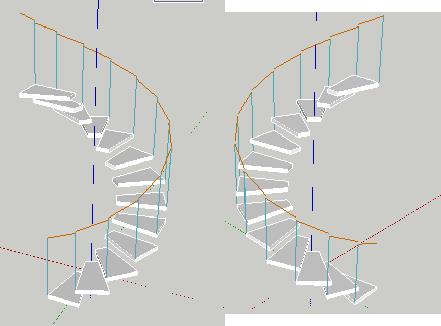 Note how baluster changes from front to rear edge when the direction changes.