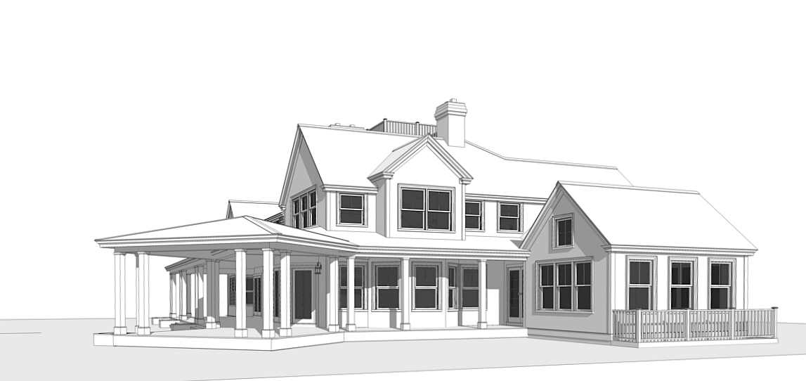 SketchUp view of house from rear/side