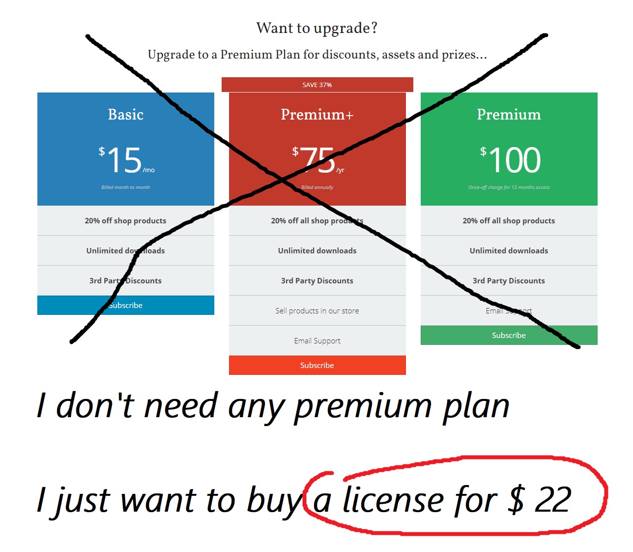 I don't need a premium, I want to buy for $ 22
