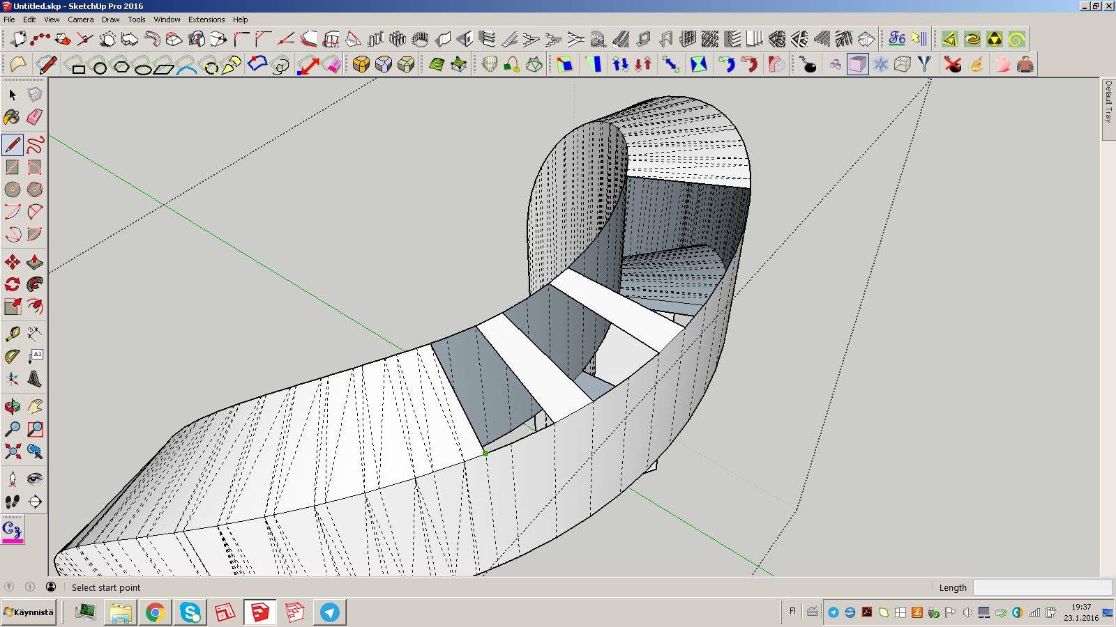 After using radial bending (180 degrees)