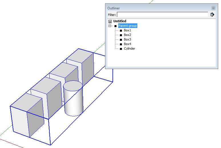 Parent group before extracting cylinder
