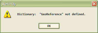 Popup when GeoReference dictionary is not defined.