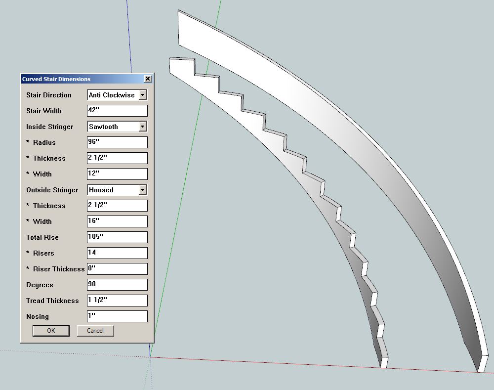 Curved Stair Plugin works in imperial.