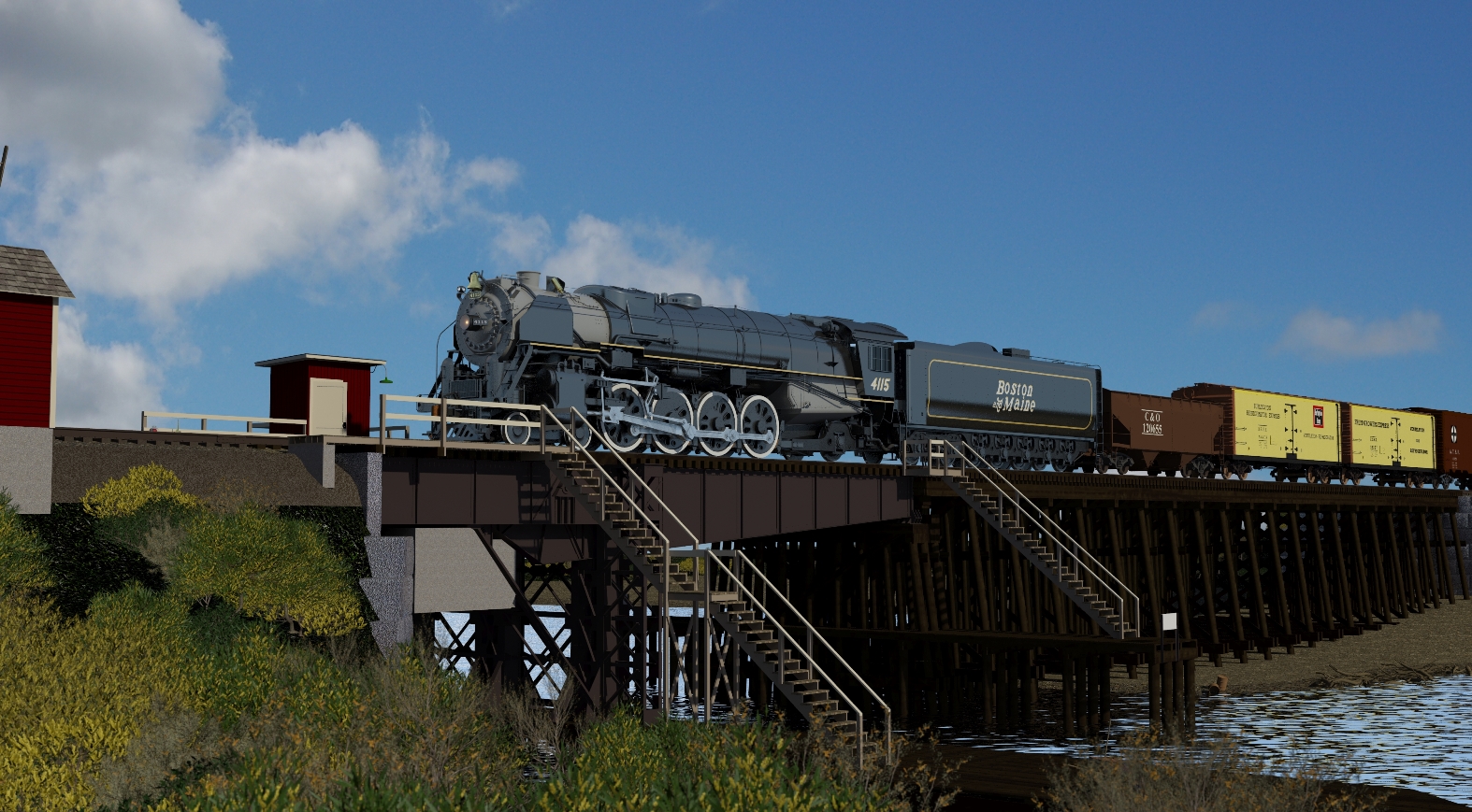 ...and 4115 pulling a pair of reefers across Gloucester drawbridge.