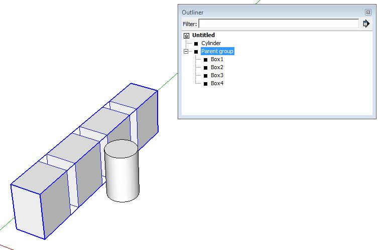 After opening the group, cutting the cylinder, and then pasting in place outside of the group