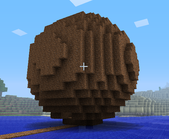 A sphere imported into MineCraft