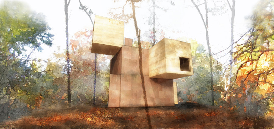 Element House in autumn NPR. Ske3tchUp + Kerkythea + Gimp