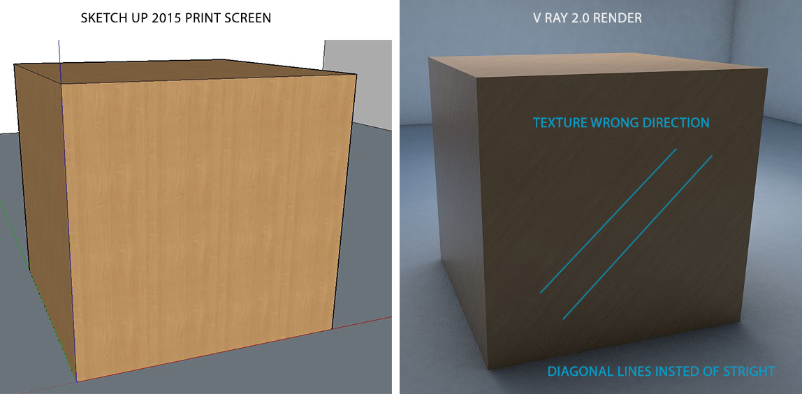 texture direction - compare frpm skp model to vray render
